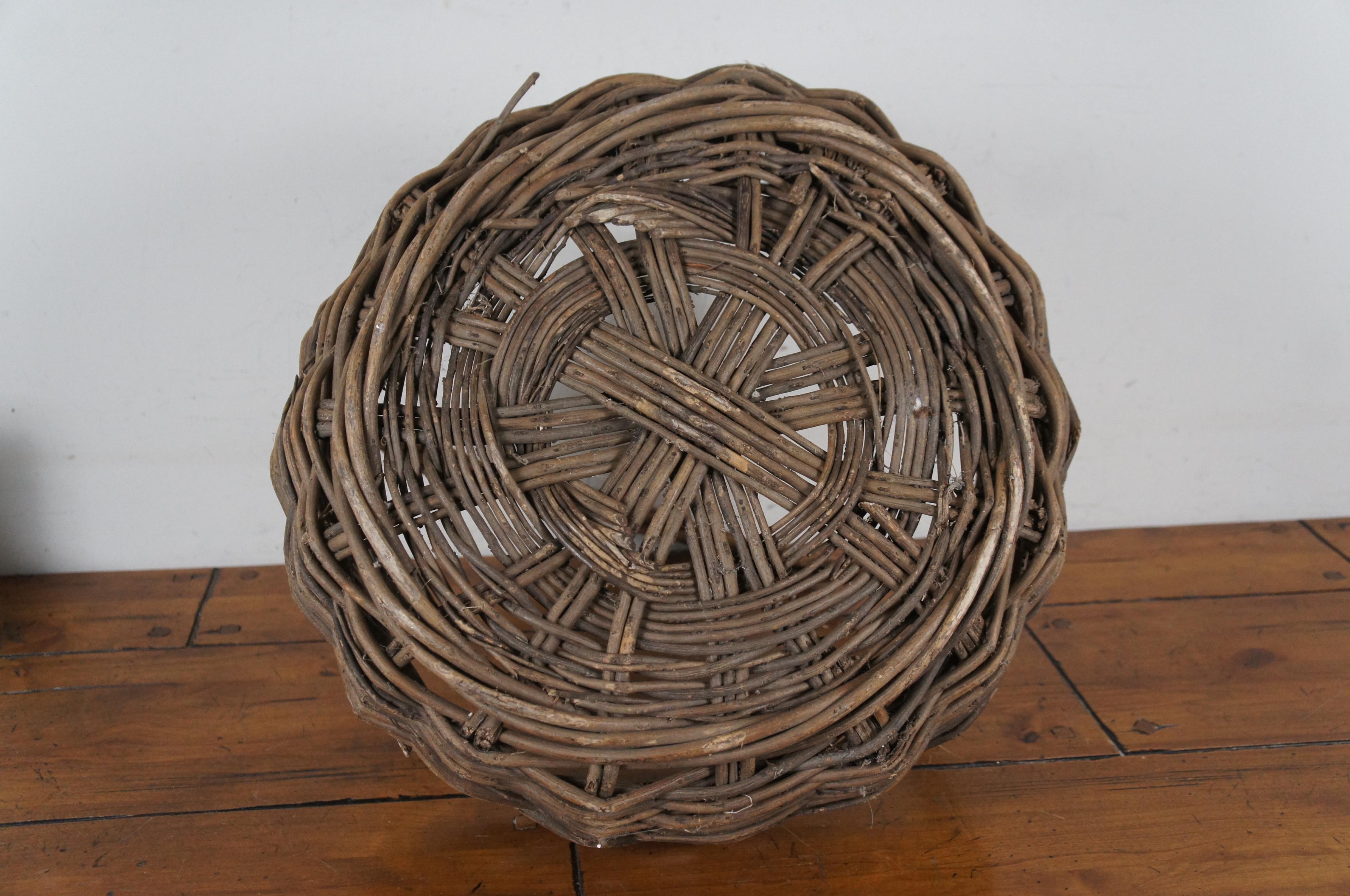 Cesta de recolección de la vendimia tejida Vintage Grapevine Country Farmhouse 23