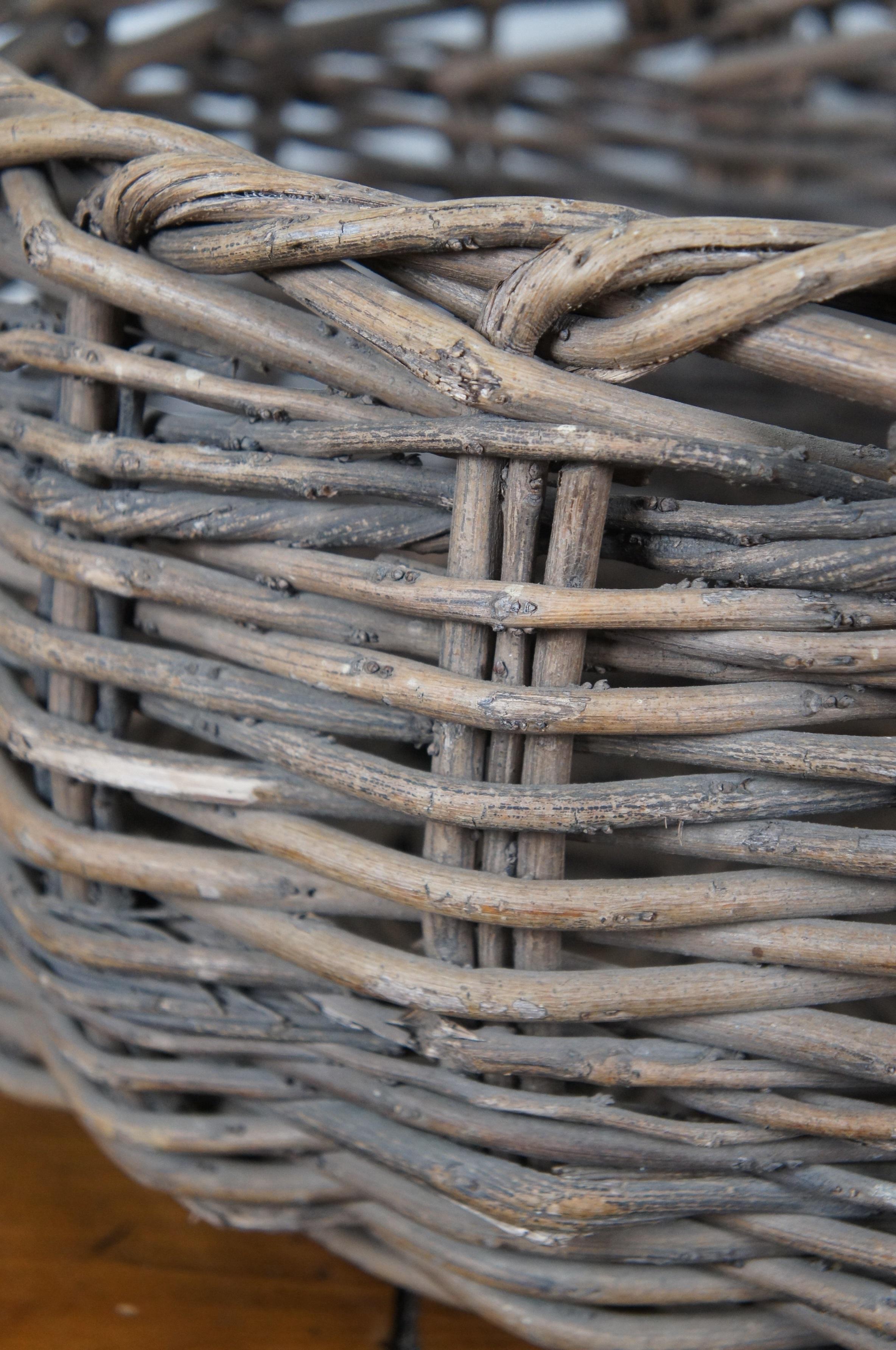Cesta de recolección de la vendimia tejida Vintage Grapevine Country Farmhouse 23
