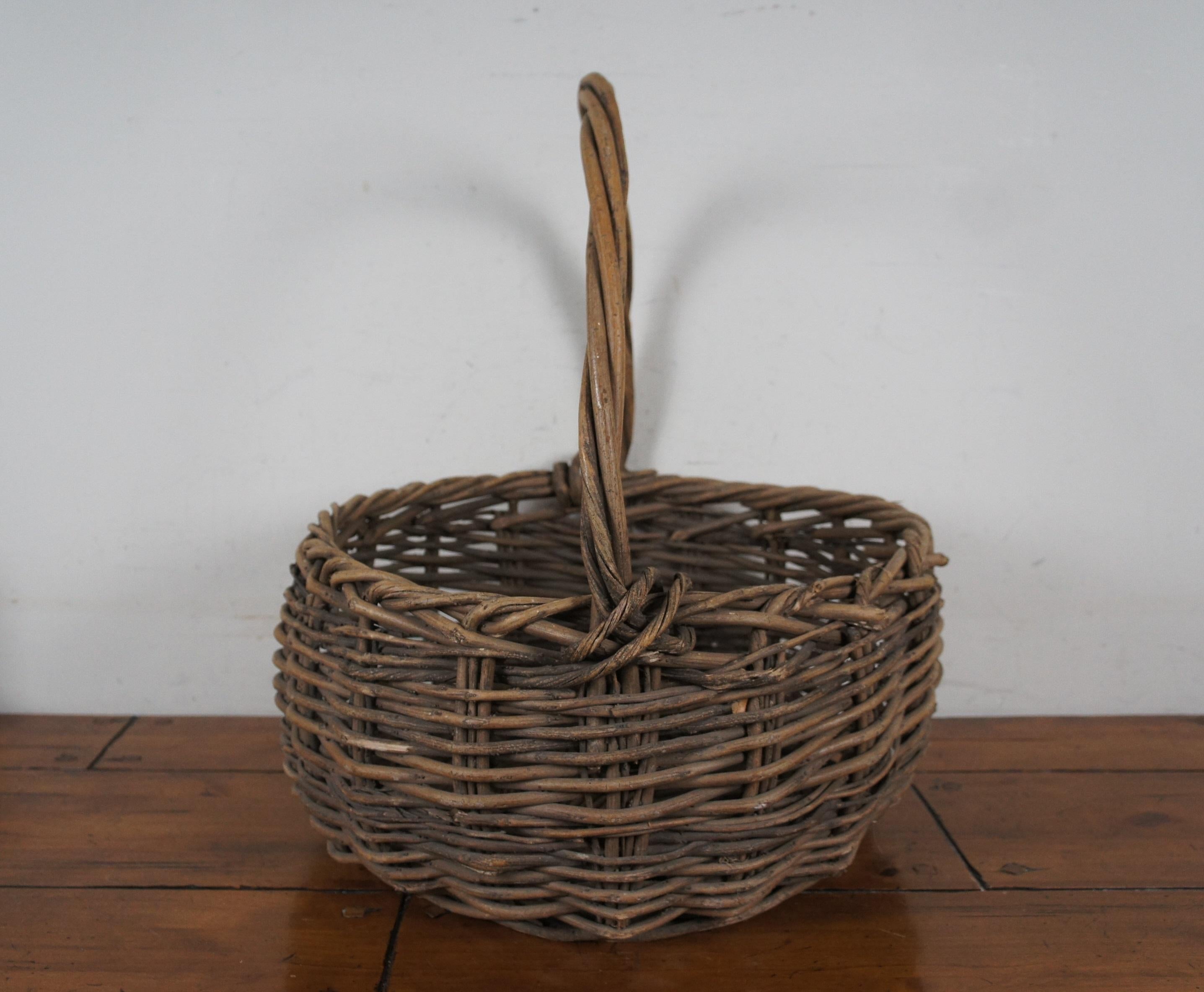 Cesta de recolección de la vendimia tejida Vintage Grapevine Country Farmhouse 23