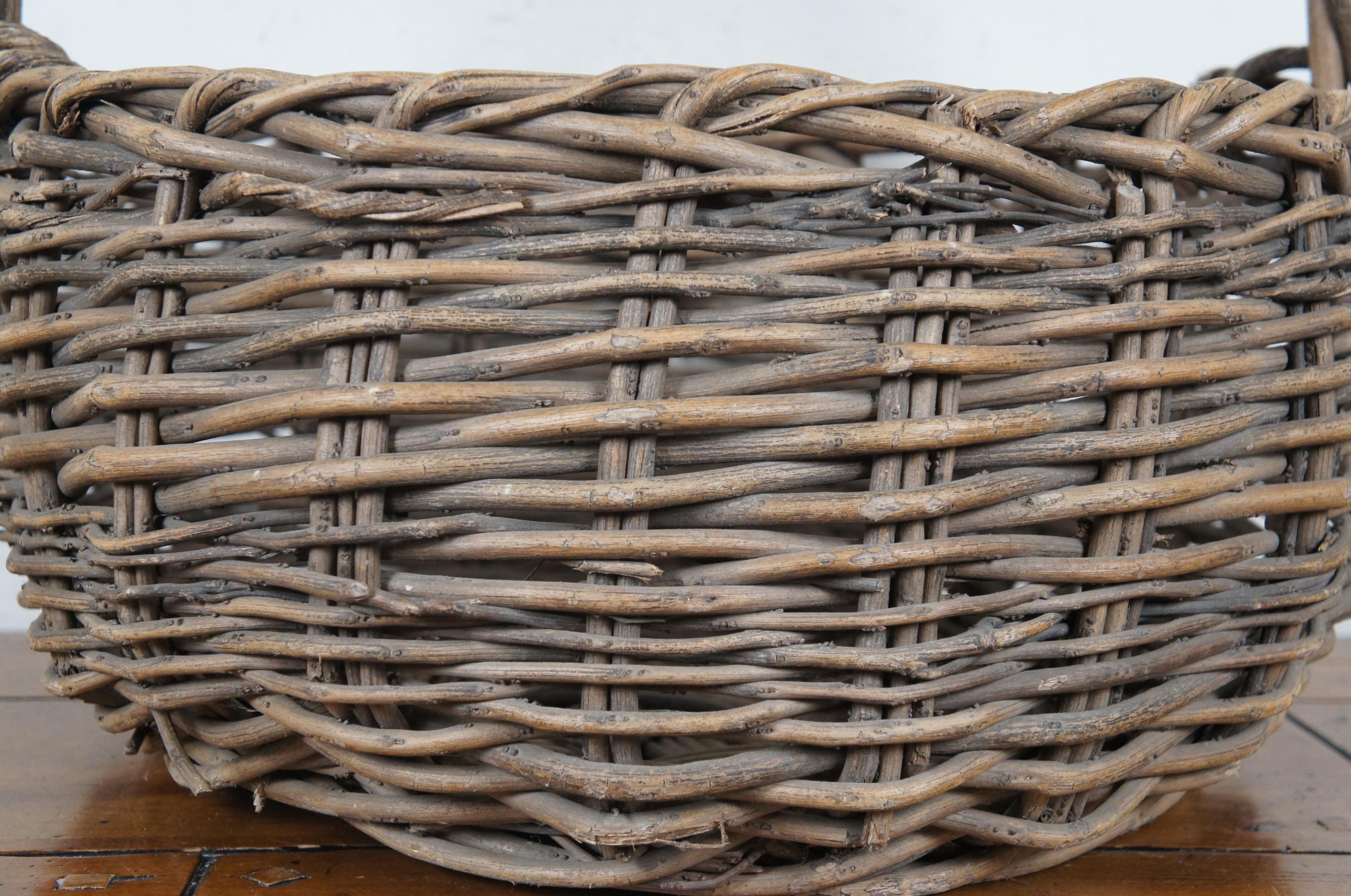 Cesta de recolección de la vendimia tejida Vintage Grapevine Country Farmhouse 23