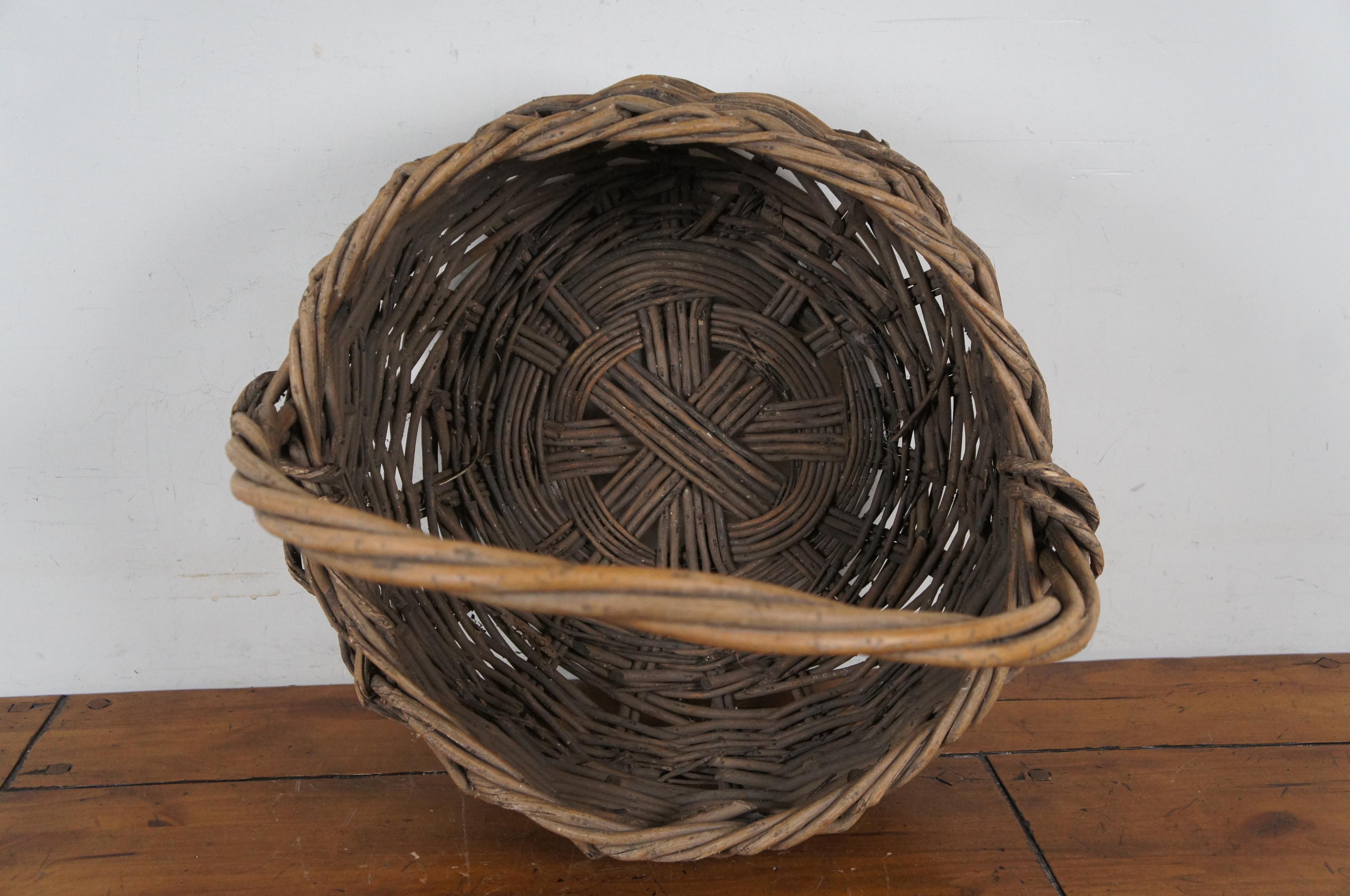 Cesta de recolección de la vendimia tejida Vintage Grapevine Country Farmhouse 23