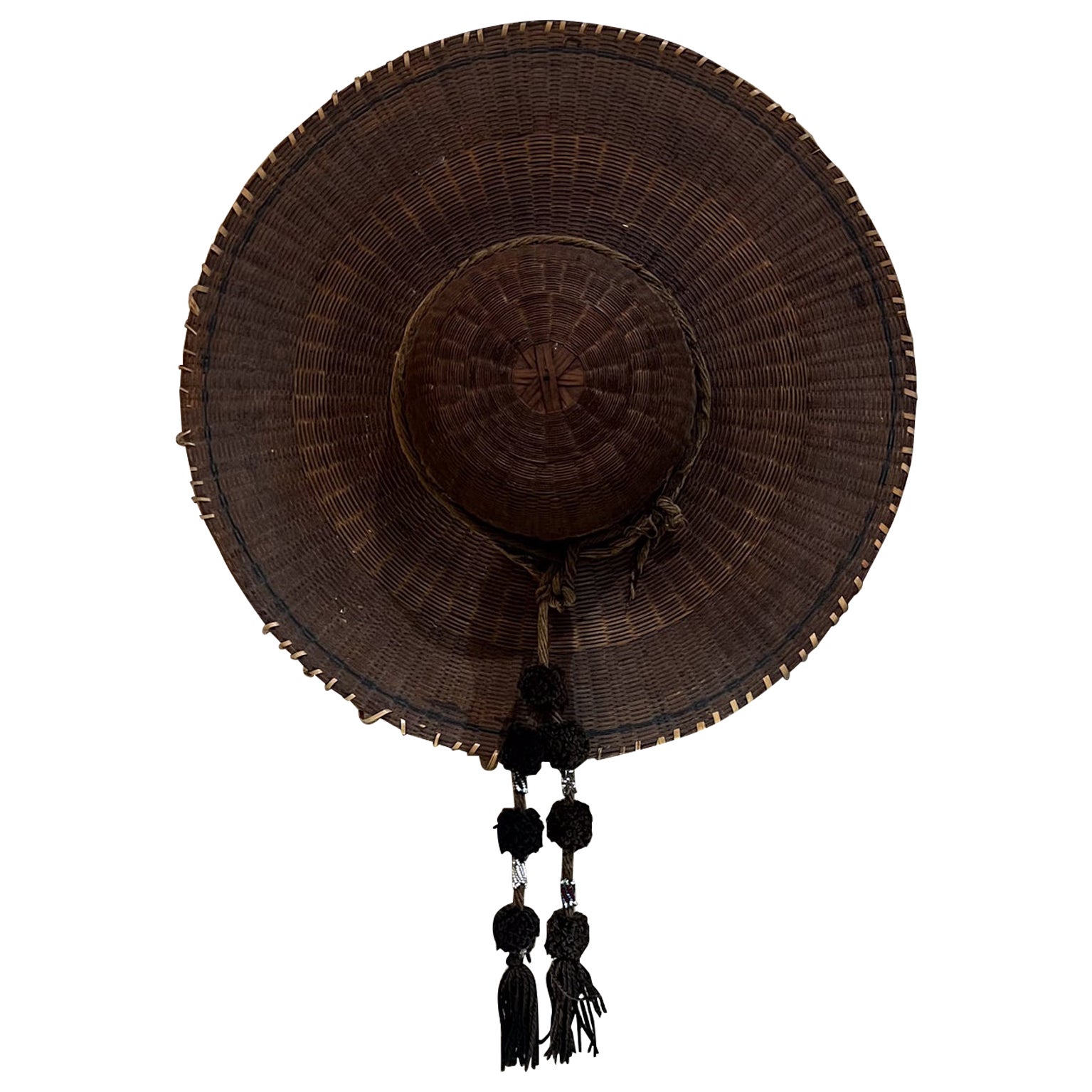 Chapeau de riz Douli traditionnel tissé Handcraft Vintage Asie