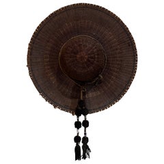 Chapeau de riz Douli traditionnel tissé Handcraft Vintage Asie
