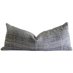 Vintage Woven Indigo Blue and Natural Lumbar Pillow