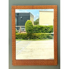 Vintage Woven Leather Rectangular Mirror