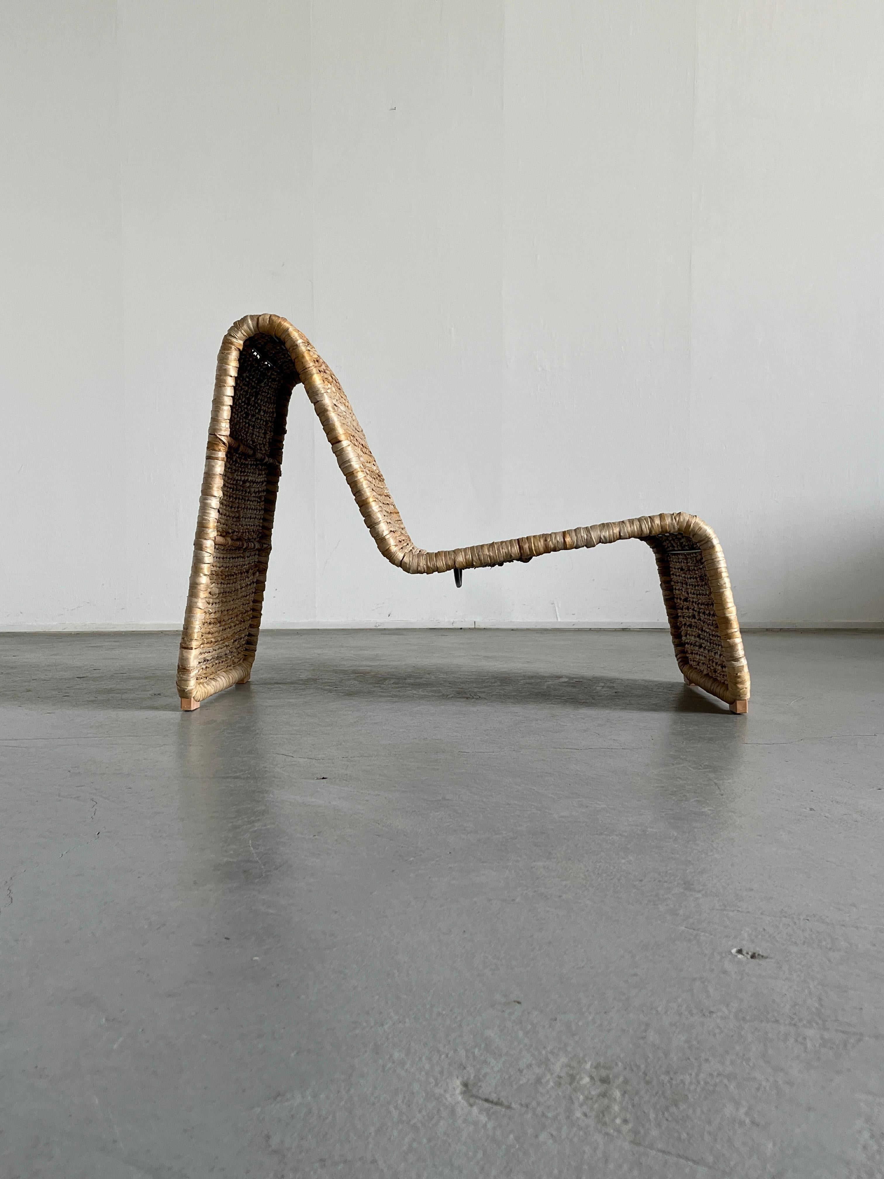 Mid-Century Modern Vintage Woven Lounge Chair or Chaise Longue after P3 Chair by Tito Agnoli, 1980s