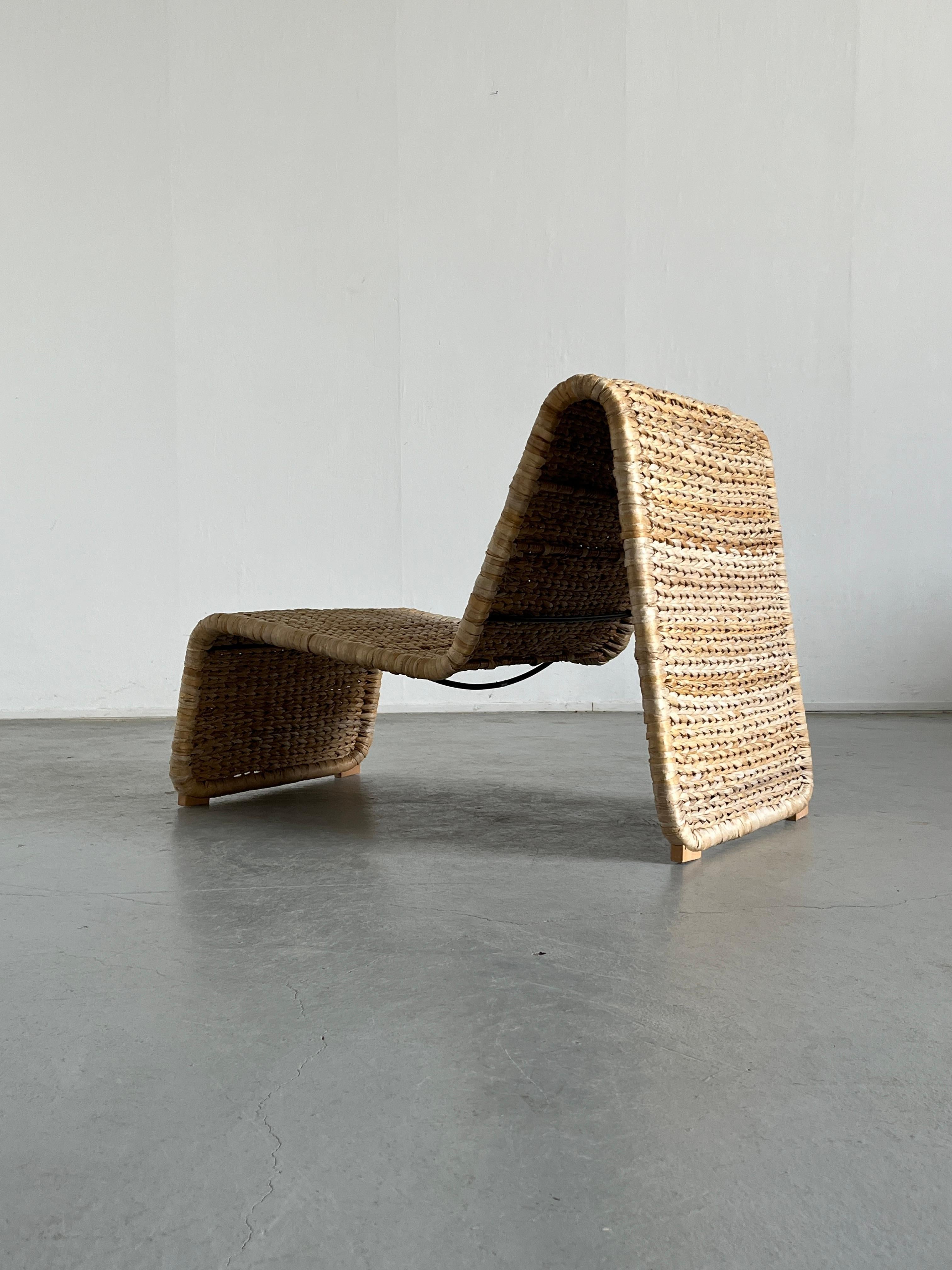 European Vintage Woven Lounge Chair or Chaise Longue after P3 Chair by Tito Agnoli, 1980s