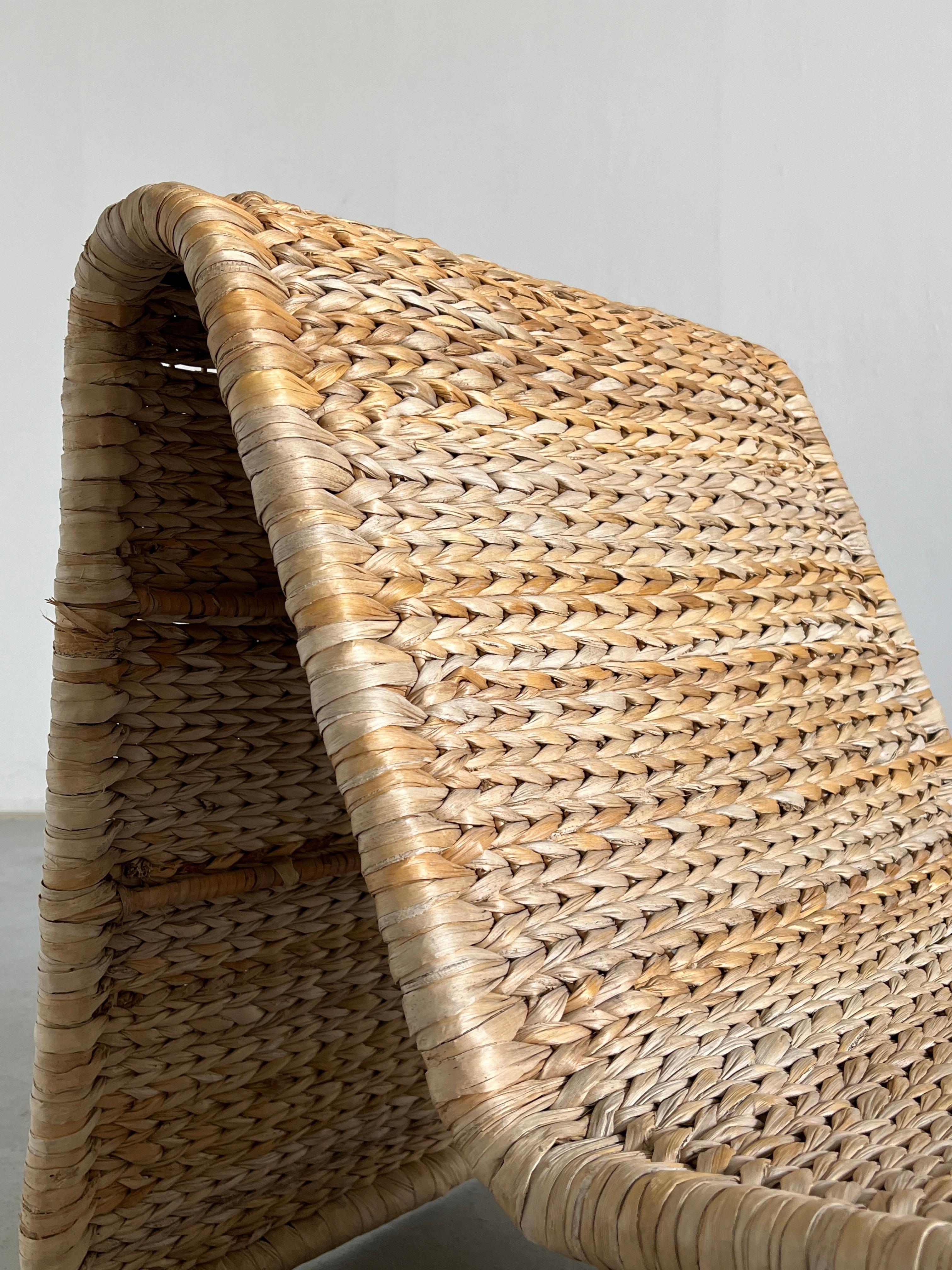 Late 20th Century Vintage Woven Lounge Chair or Chaise Longue after P3 Chair by Tito Agnoli, 1980s