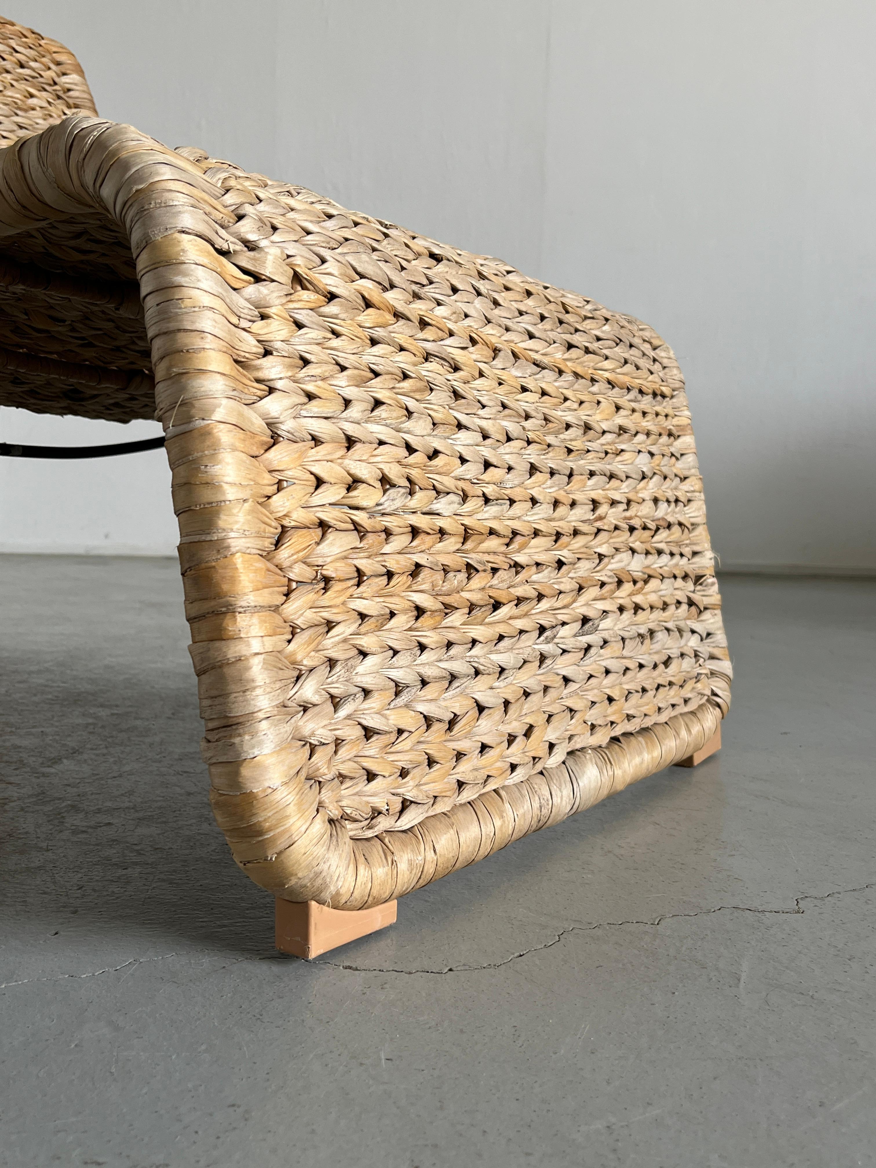 Rope Vintage Woven Lounge Chair or Chaise Longue after P3 Chair by Tito Agnoli, 1980s