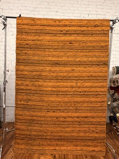 Vintage Woven Orange Brown UNUSED Danish Rya Rug Modern Mid Century