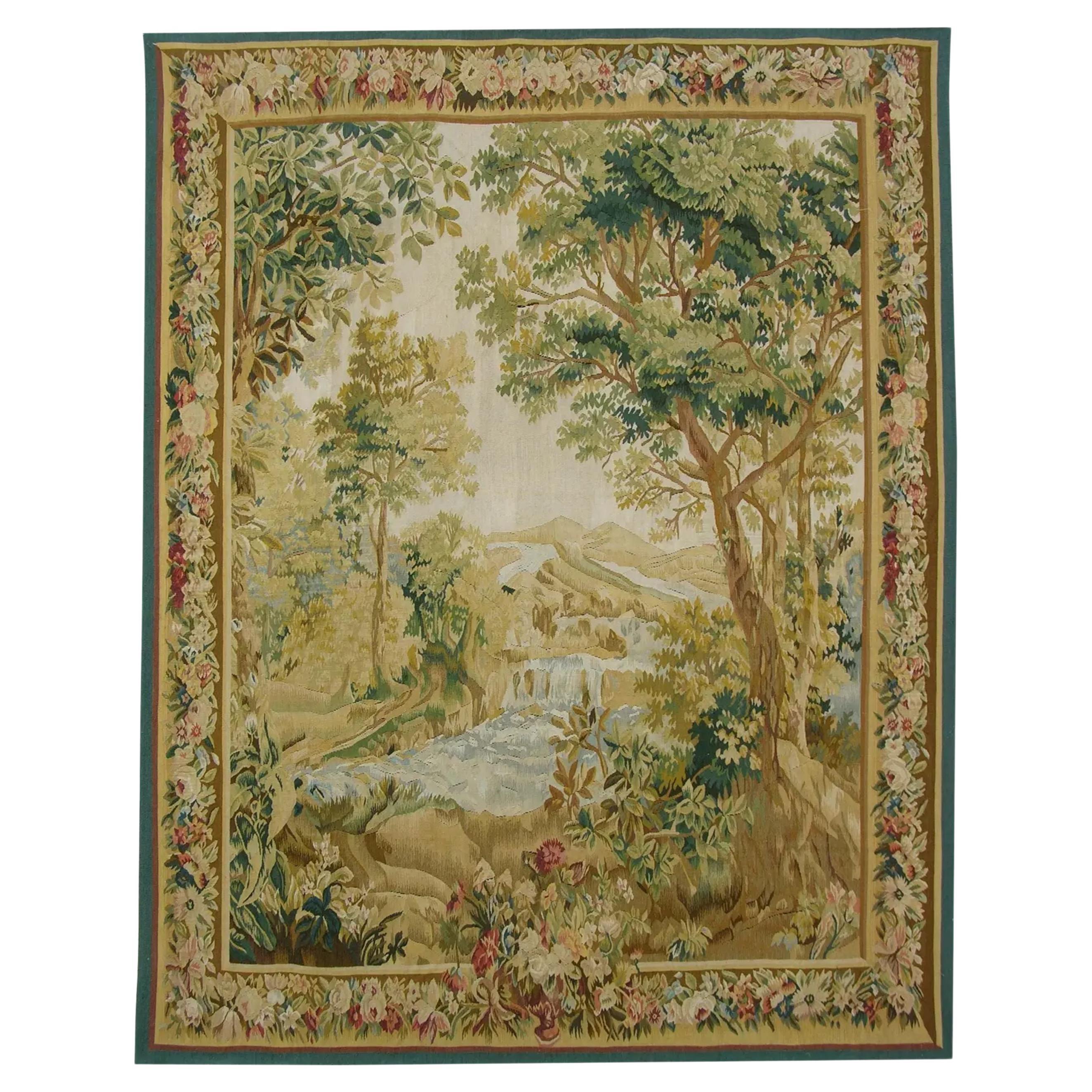 Vintage Woven Outdoor Scene Tapestry 6.25X5.0 For Sale