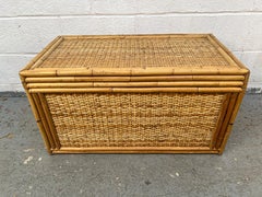 Commode vintage en rotin et bambou tressés