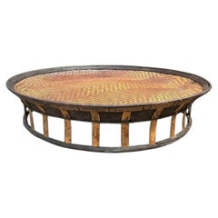 Großes Tablett aus geflochtenem Rattan und Bambus Vintage By