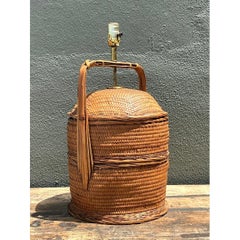 Vintage Woven Rattan Basket Lamp