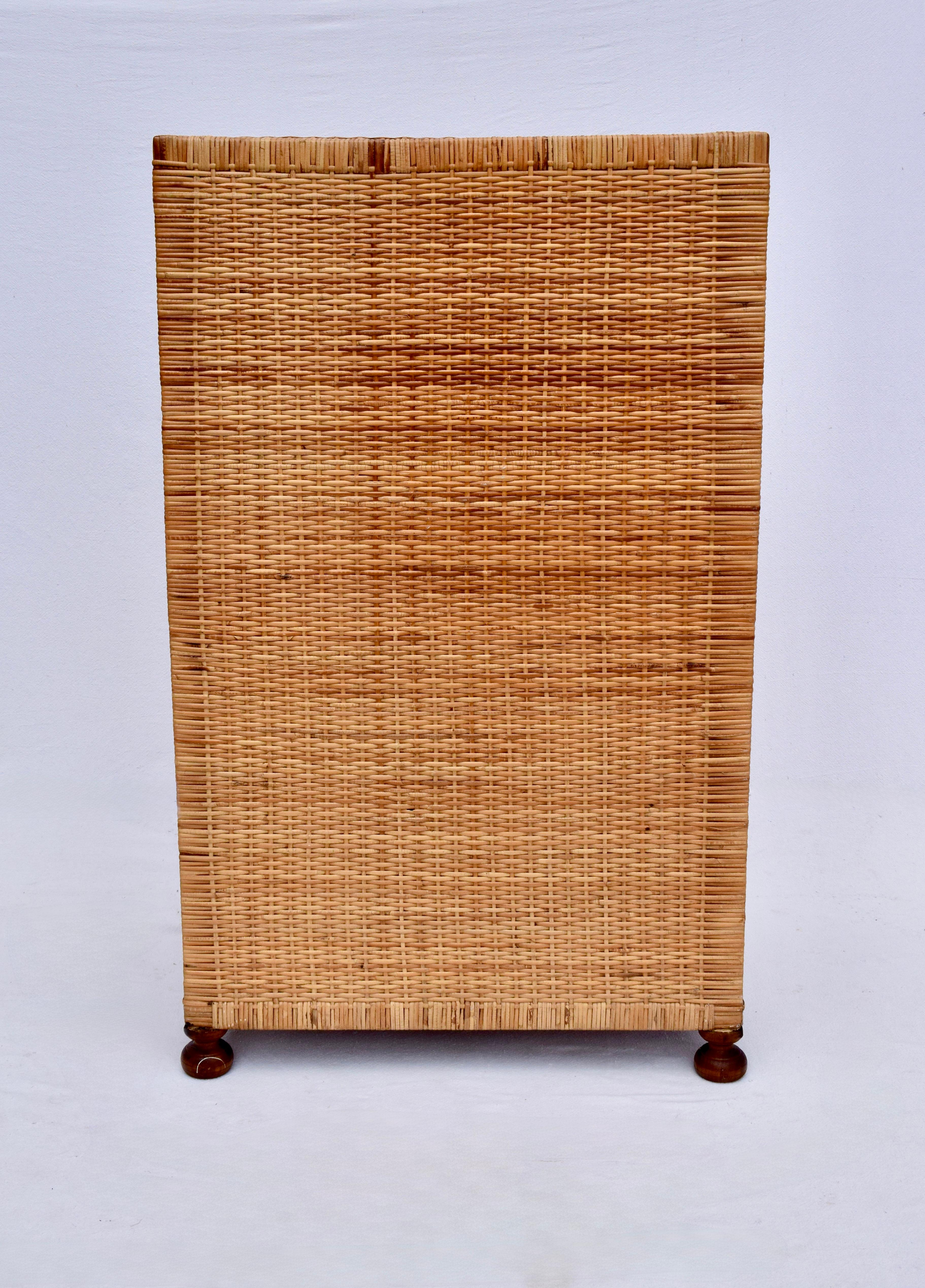 Vintage Woven Rattan Campaign Style Cabinet For Sale 3