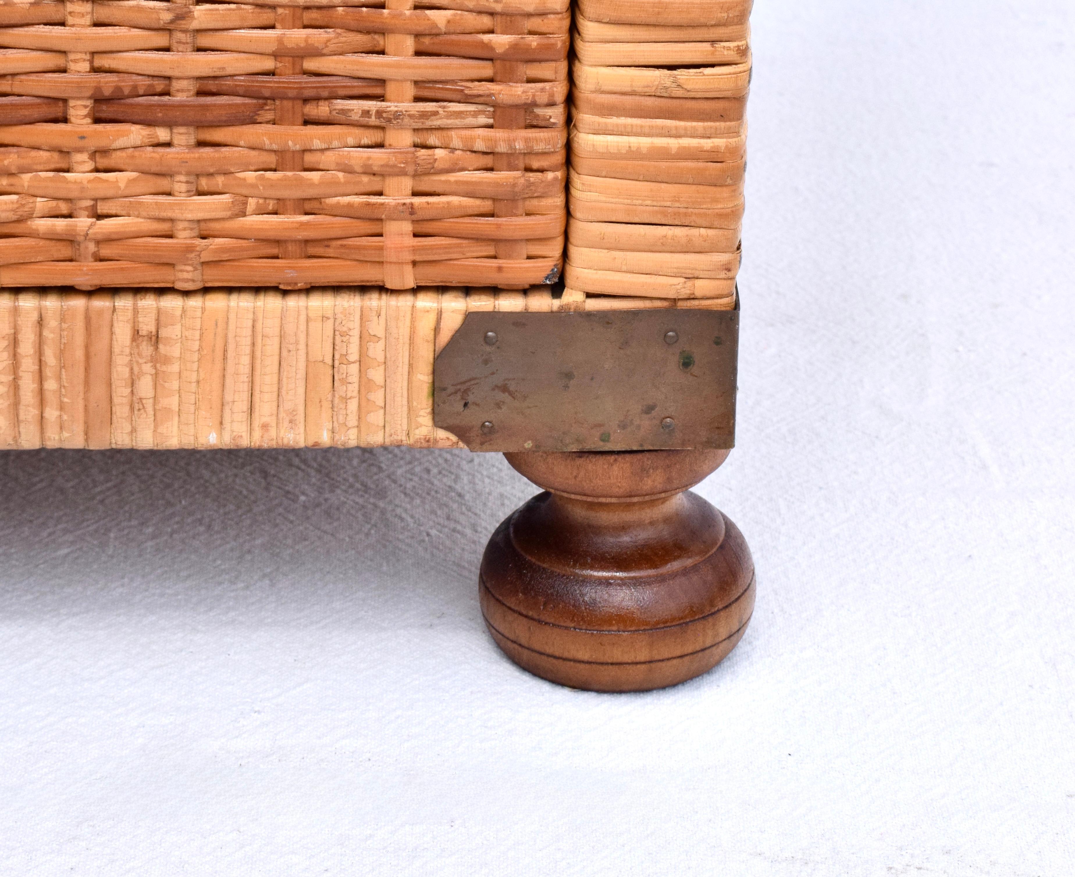 Vintage Woven Rattan Campaign Style Cabinet For Sale 4