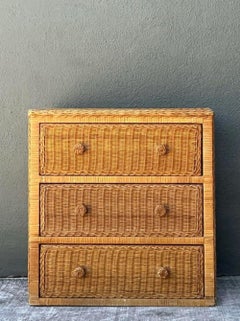 Vintage Woven Rattan Chest of Drawers