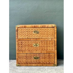 Vintage Woven Rattan Chest of Drawers