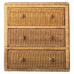 Vintage Woven Rattan Chest of Drawers