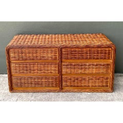 Vintage Woven Rattan Dresser