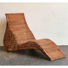 Vintage Woven Rattan Ikea Chaise Lounge