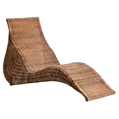 Vintage Woven Rattan Ikea Chaise Lounge