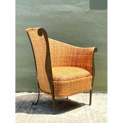 Vintage Geflochtener Rattan Sessel