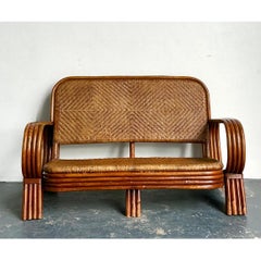 Vintage Woven Rattan Loveseat