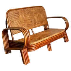 Vintage Woven Rattan Loveseat