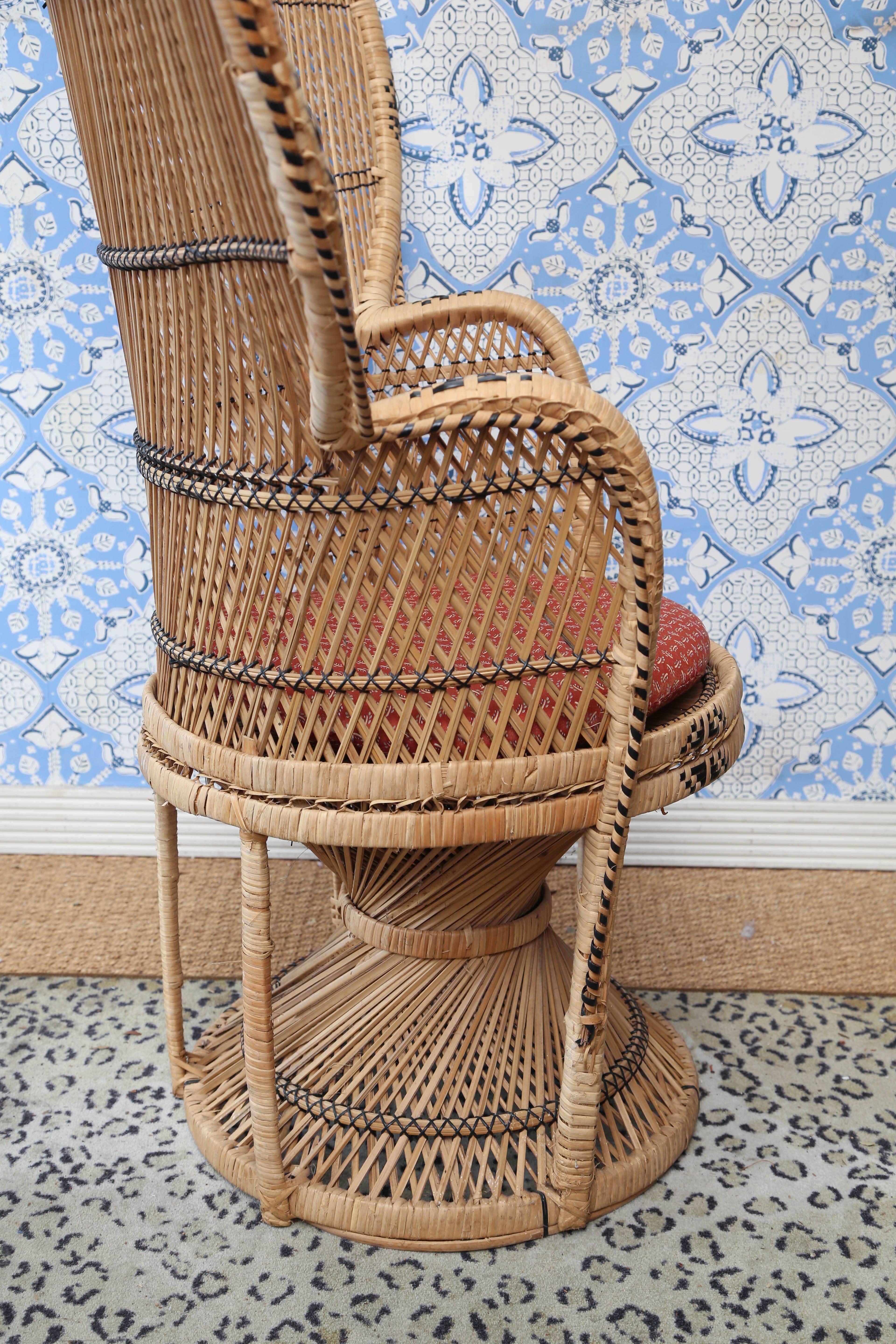 20th Century Vintage Woven Rattan Peacock Chair