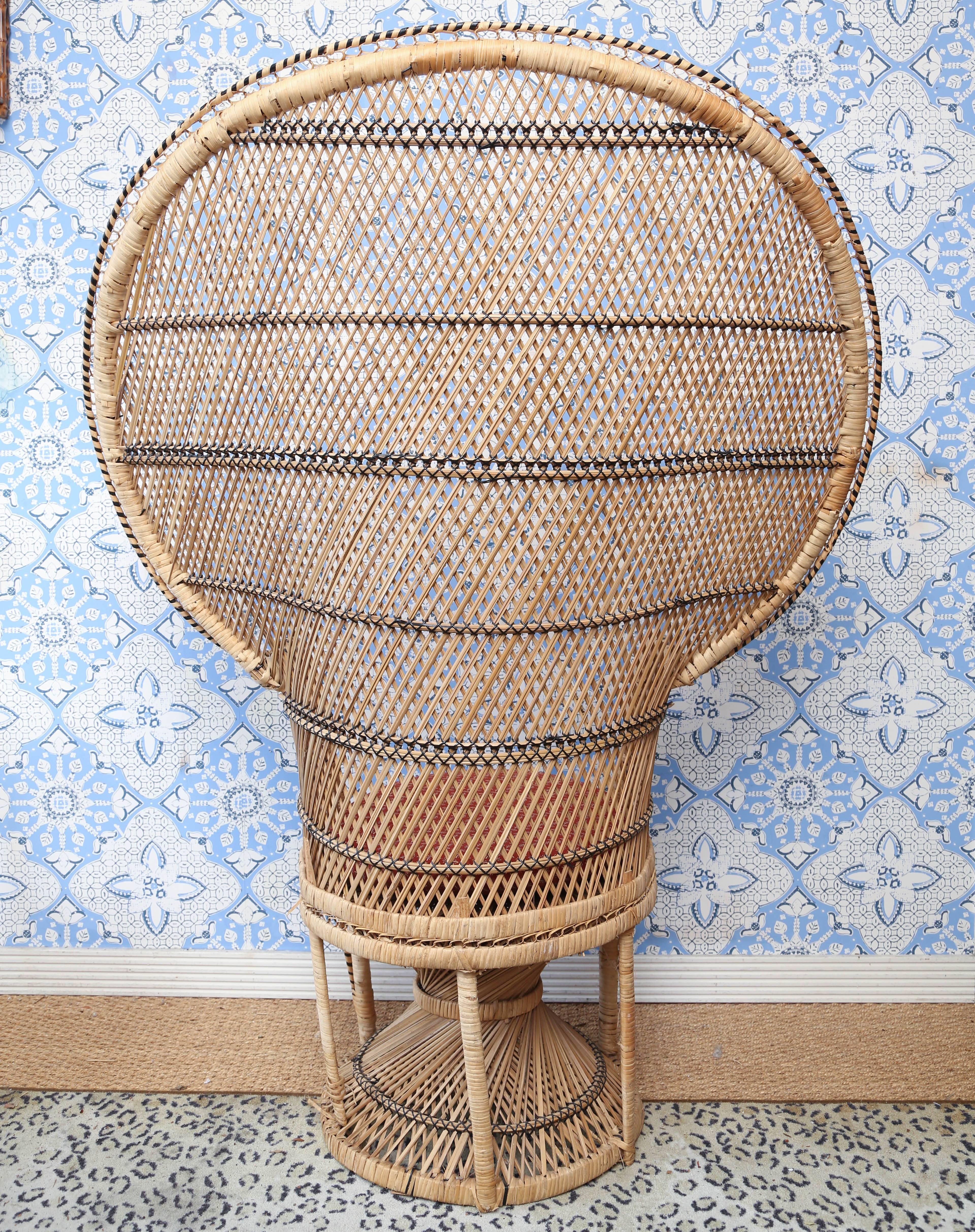 Vintage Woven Rattan Peacock Chair 1