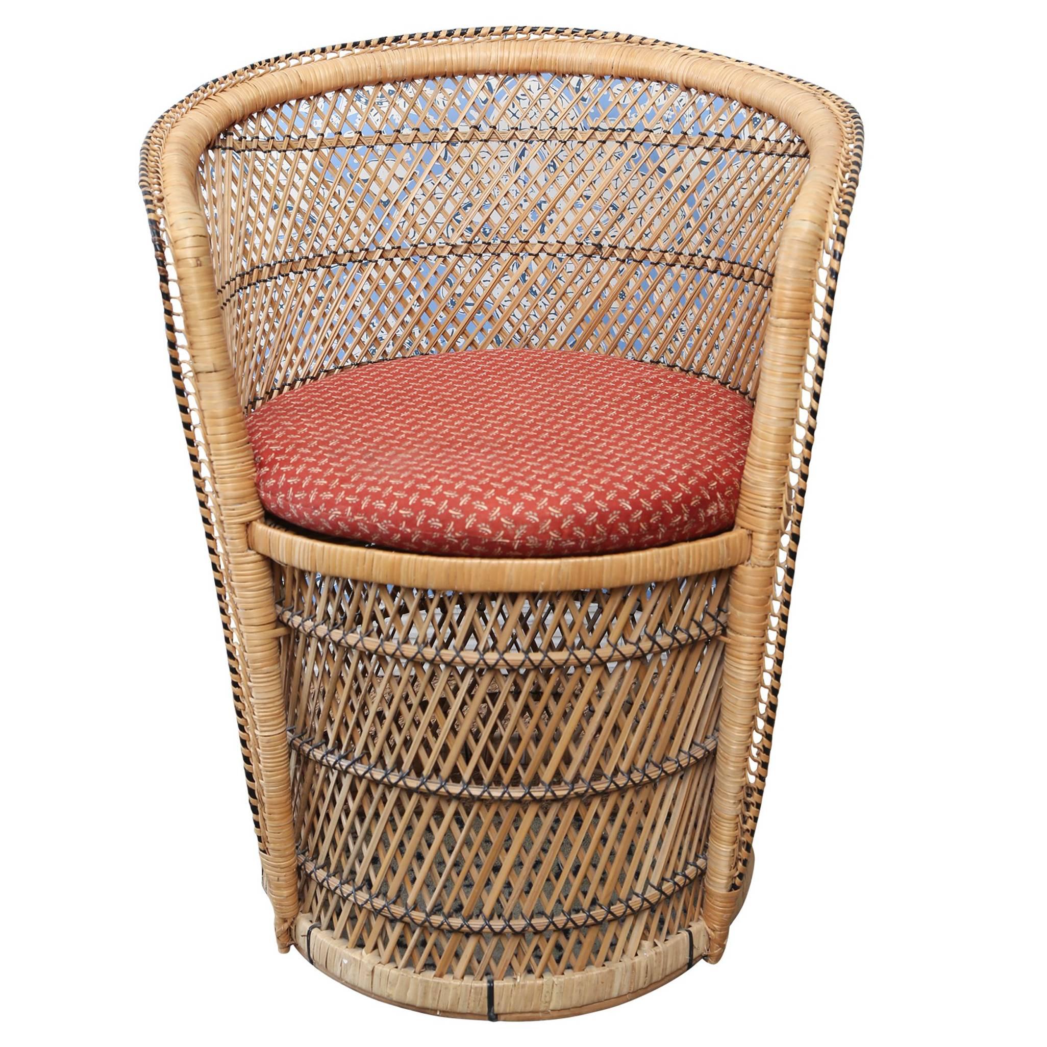 Vintage Woven Rattan Peacock Chair