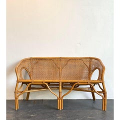 Vintage Woven Rattan Settee