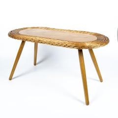 Mesa auxiliar vintage de ratán tejido de Jan Kalous para ÚLUV