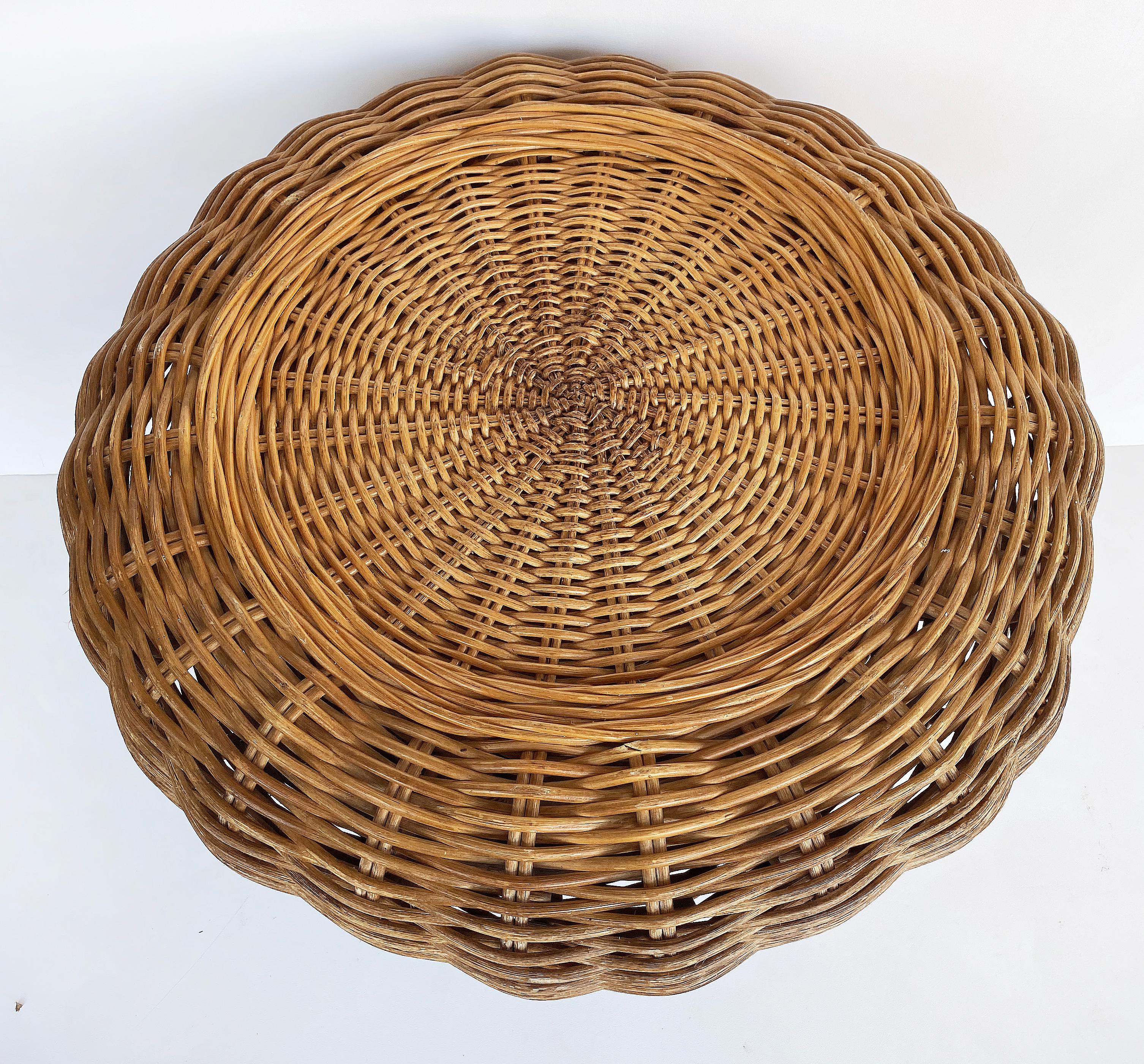 Vintage Woven Rattan Wicker Ottoman/Pouf or Side Table at 1stDibs ...