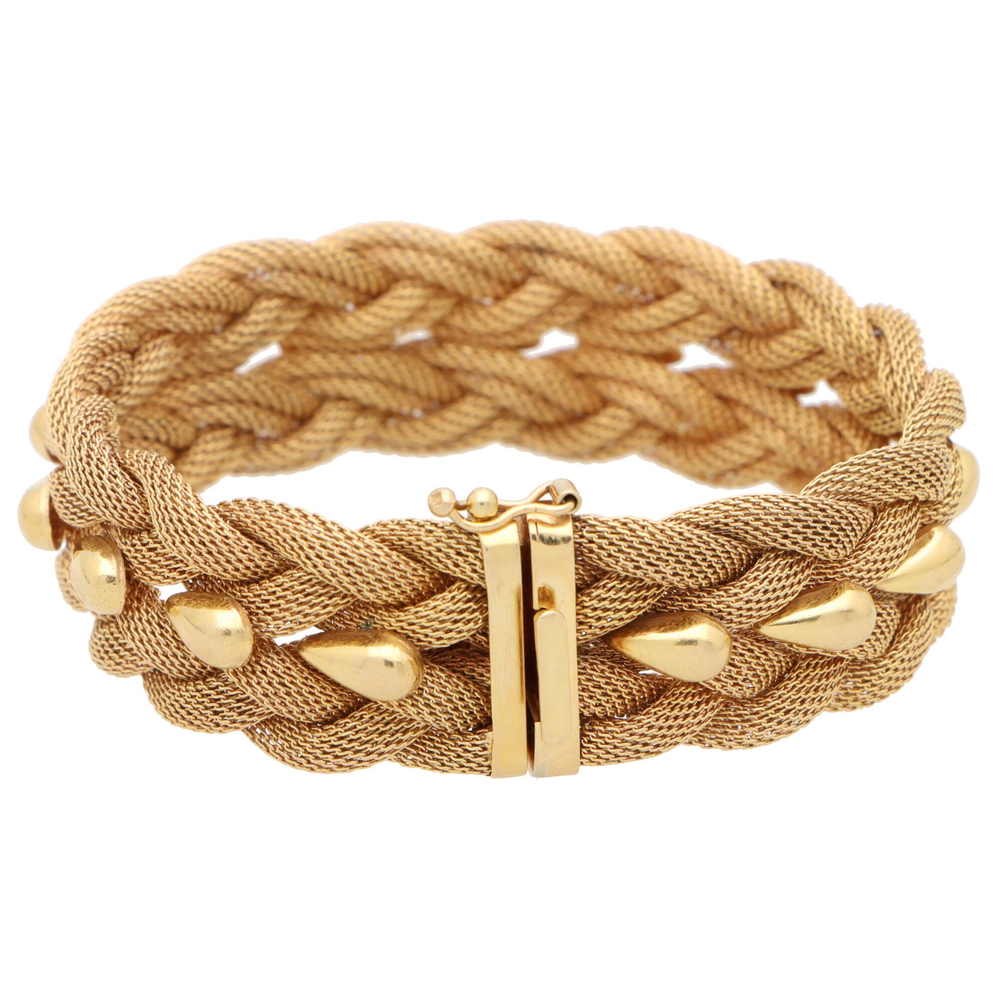 Women's or Men's Vintage Woven Rope Bracelet Set in 18k Rose Gold