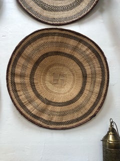Vintage Woven Round African Flat Basket