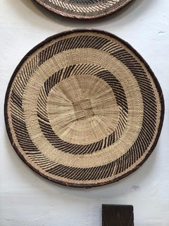 Vintage Woven Round African Flat Basket