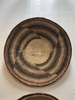 Vintage Woven Round African Flat Basket