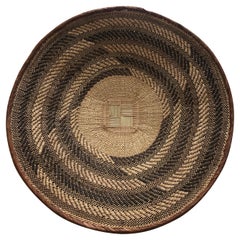 Vintage Woven Round African Flat Basket