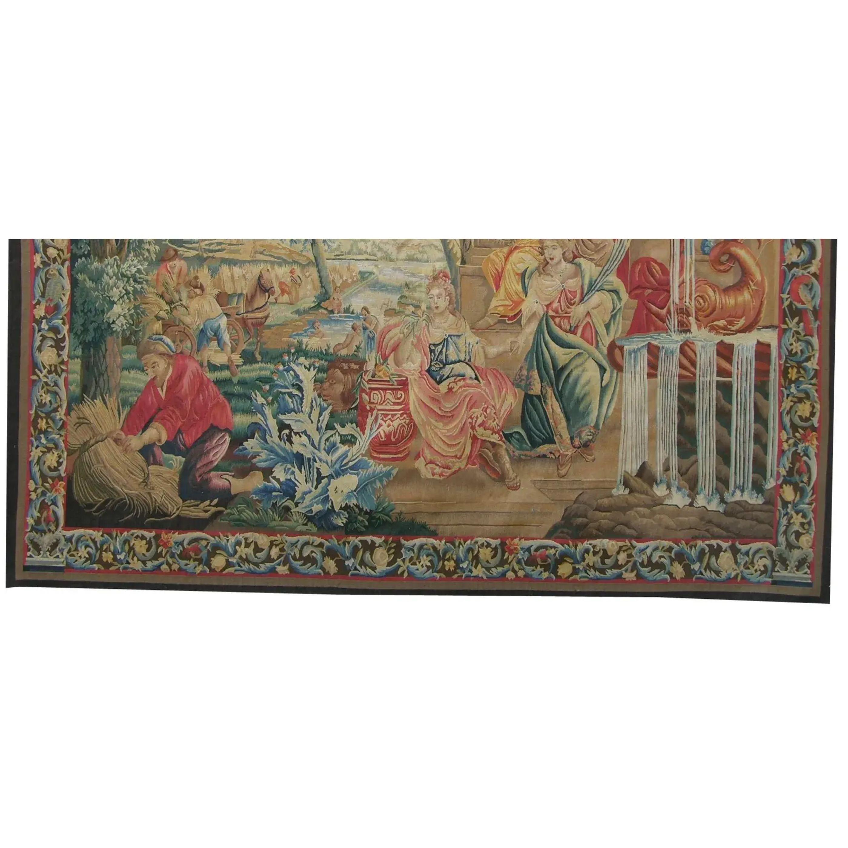 Unknown Vintage Woven Scene Tapestry 6.9X5.5 For Sale