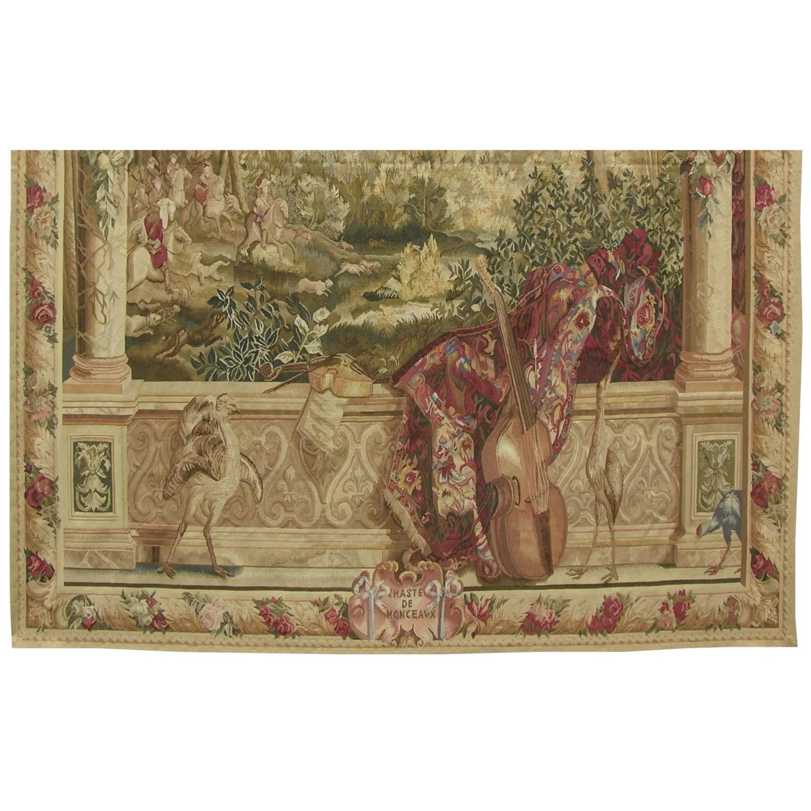 Unknown Vintage Woven Scene Tapestry 7.7X6.55 For Sale