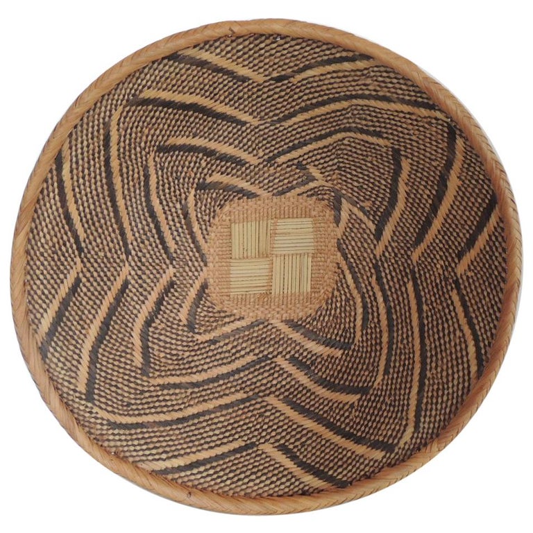 Vintage Woven Seagrass Ethnic Round African Basket at 1stDibs