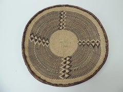 Vintage Woven Seagrass Ethnic Round African Flat Basket