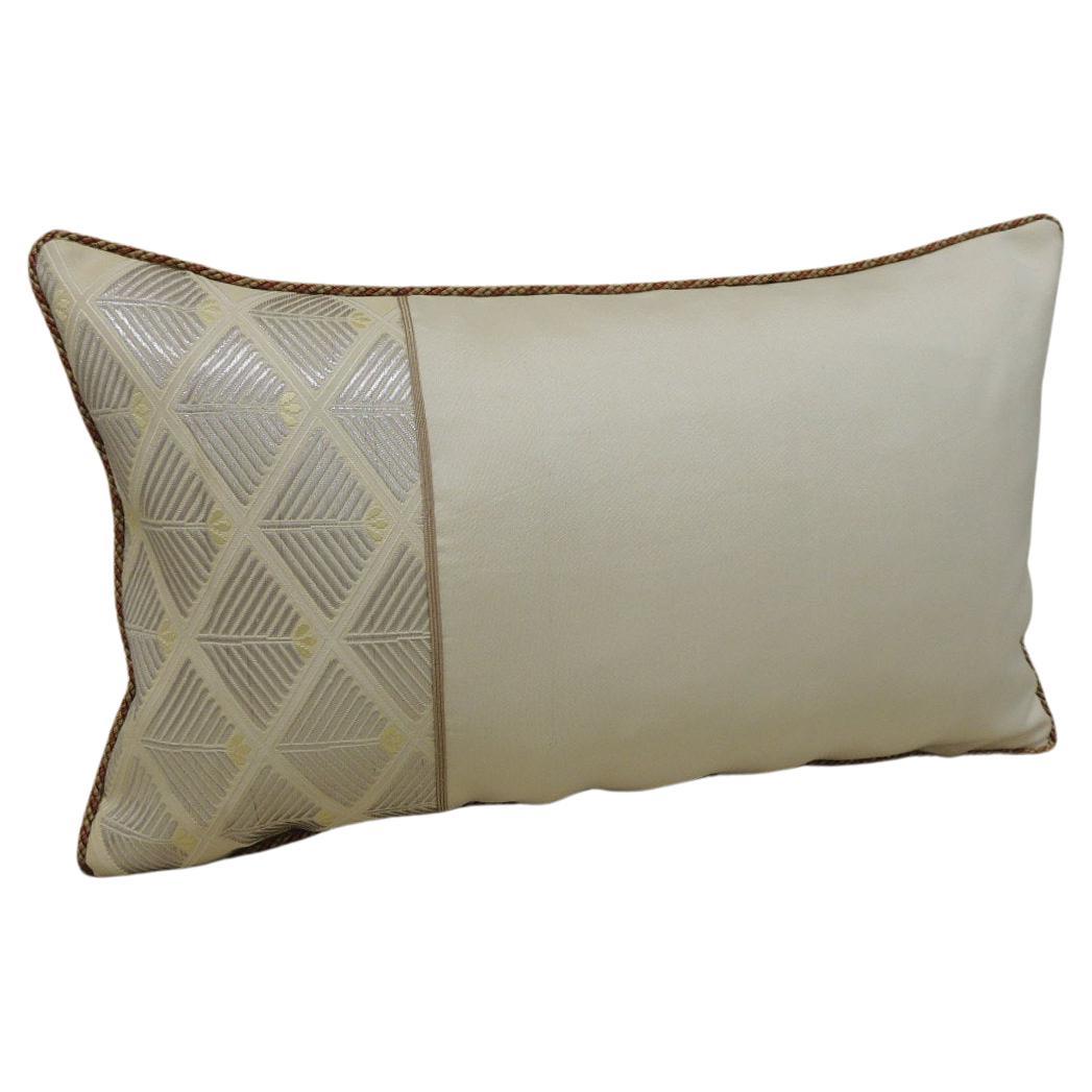 Vintage Woven Silk Gold and Silver Obi Lumbar Decorative Pillow