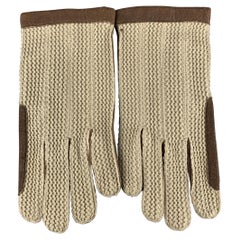 VINTAGE Woven Size 8.5 Taupe Leather Gloves