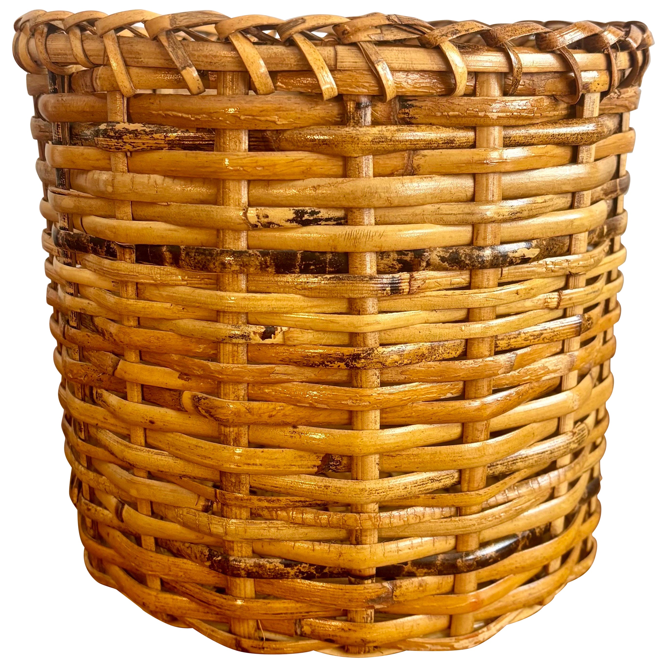 Panier à plantes en bambou fendu, Vintage By, 1970