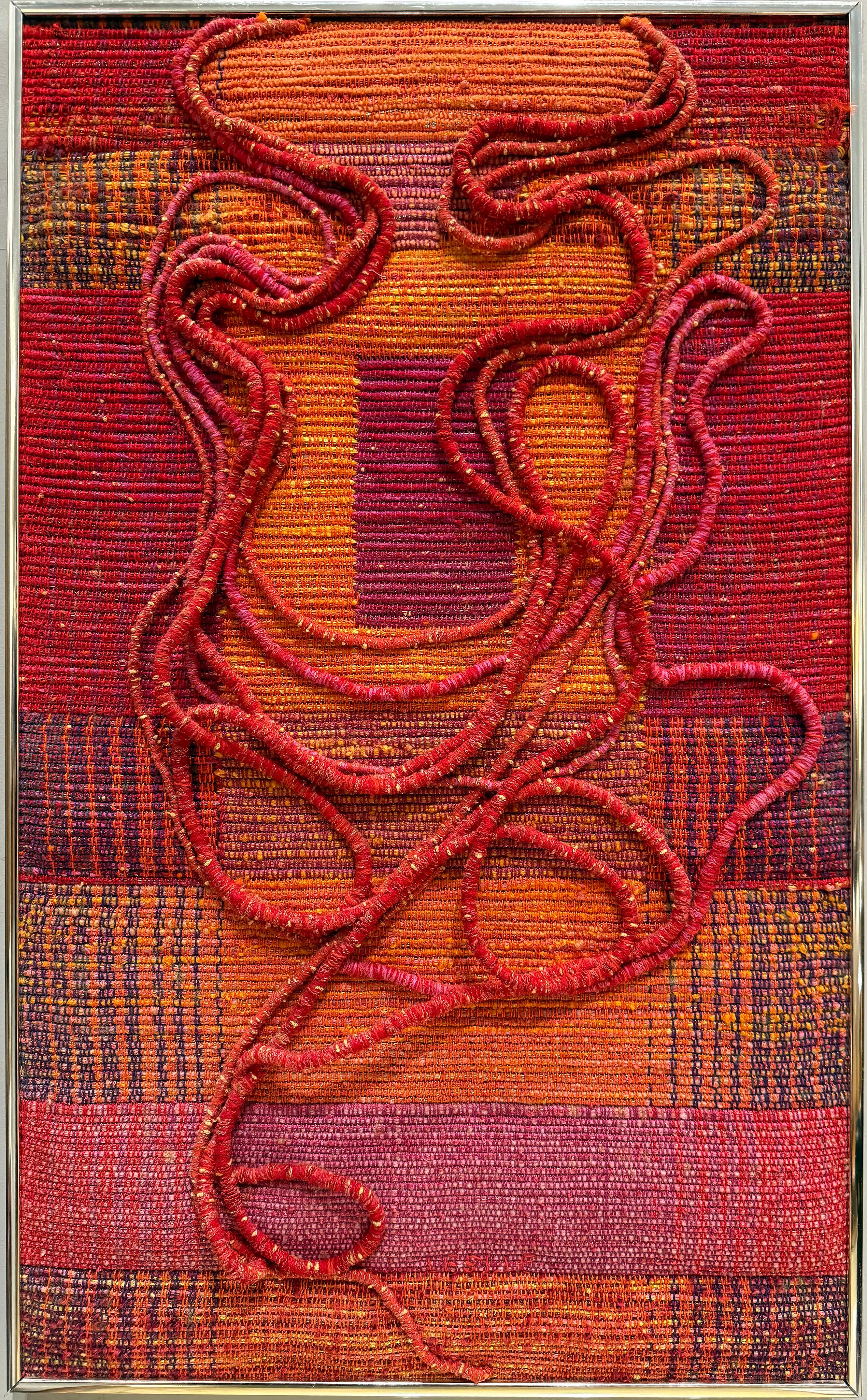 Vintage Woven Textile Art Wandskulptur nach Sheila Hicks, gerahmt im Angebot 3