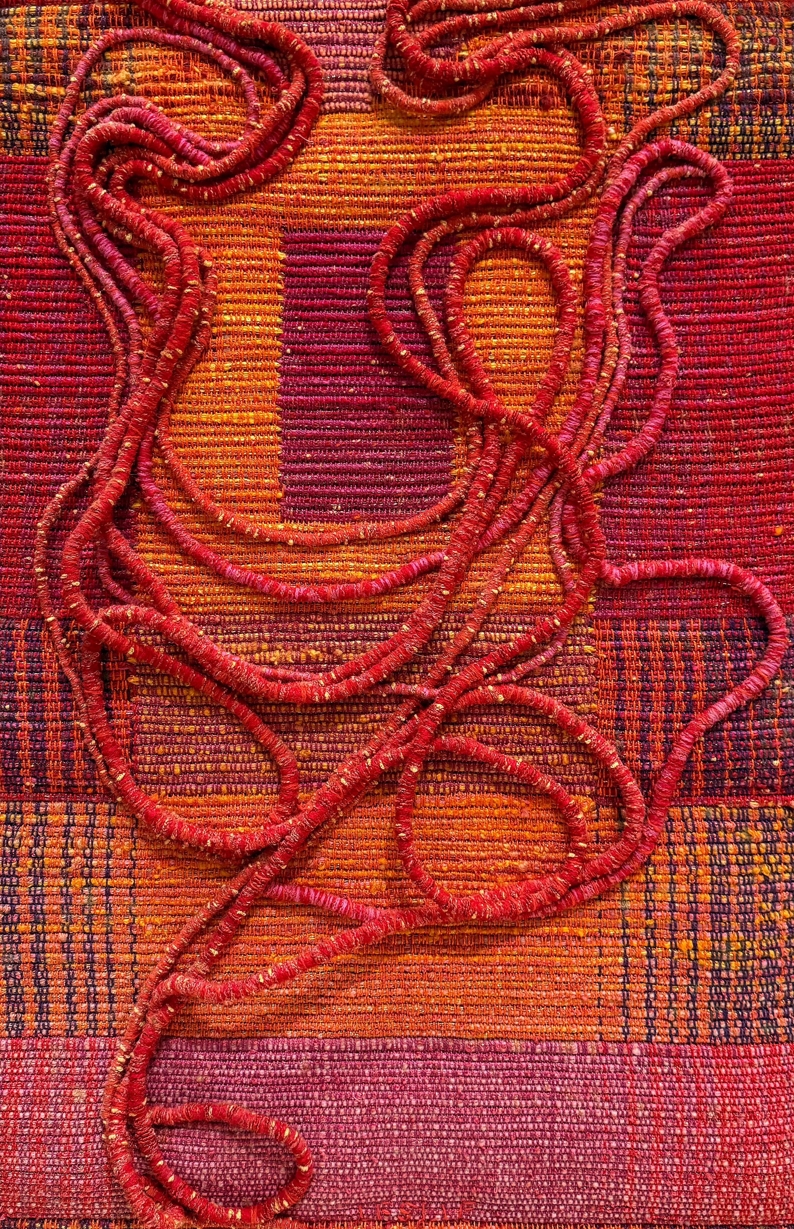 Vintage Woven Textile Art Wandskulptur nach Sheila Hicks, gerahmt (Moderne) im Angebot