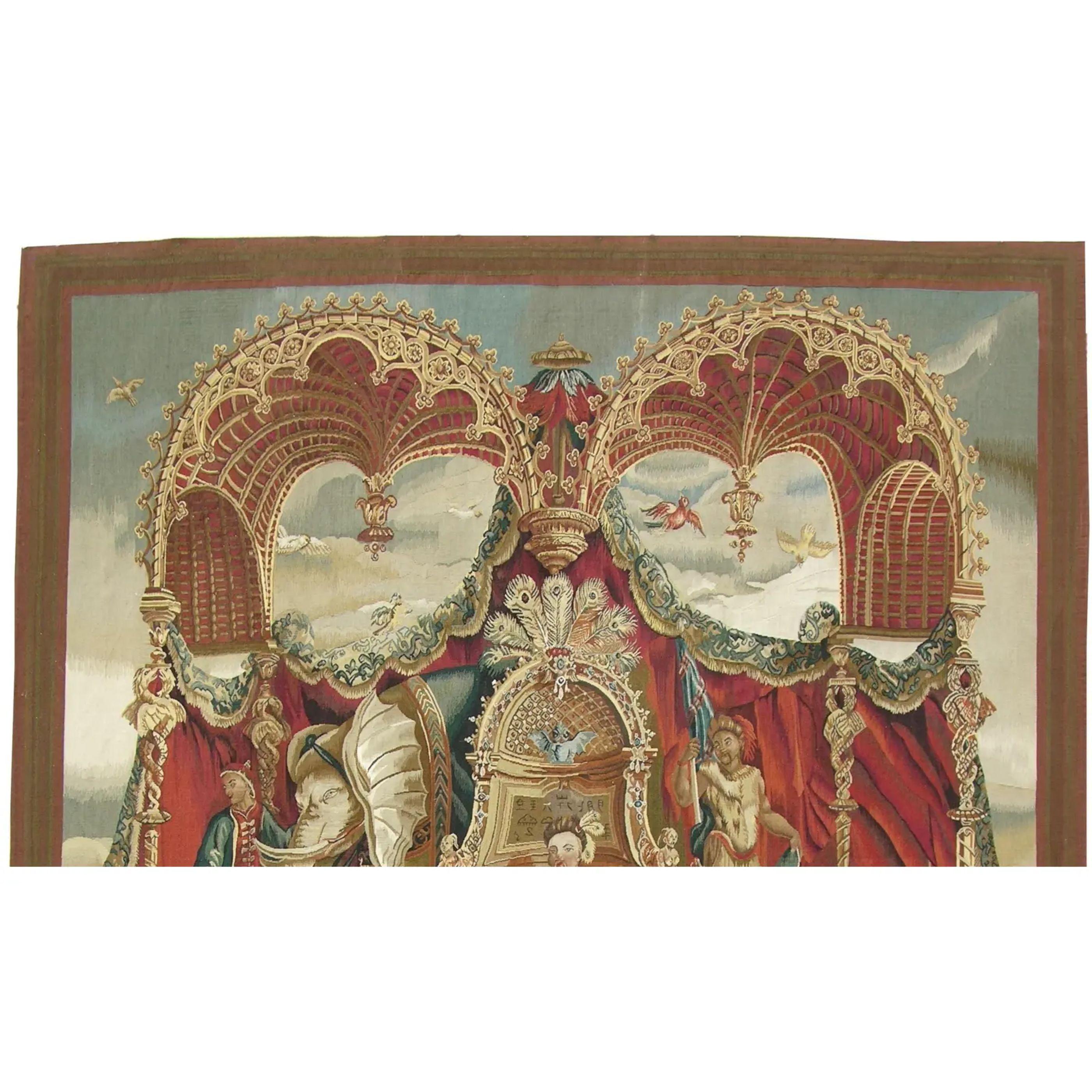 Empire Vintage Woven Throne Scene Tapestry 7.9X6.9 For Sale